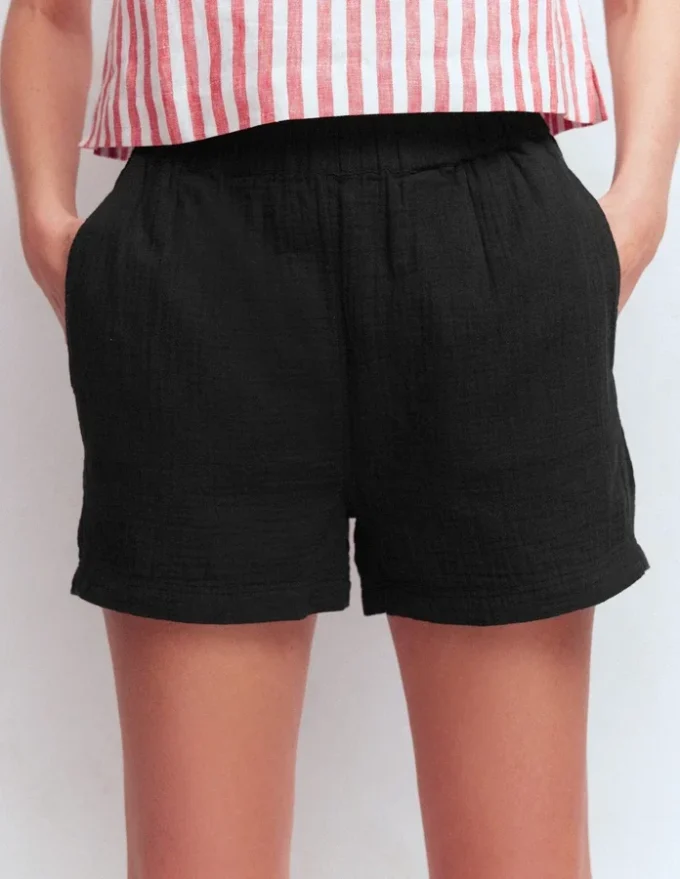 Pull On Double Cloth Shorts Black