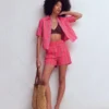 Pull On Double Cloth Shorts Neon Stripe