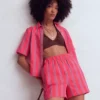 Pull On Double Cloth Shorts Neon Stripe