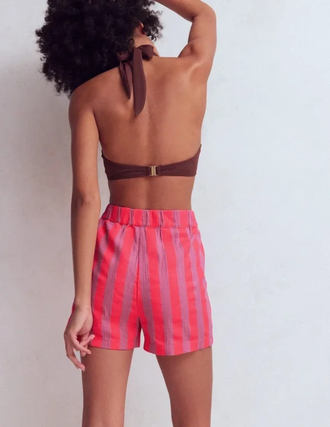 Pull On Double Cloth Shorts Neon Stripe