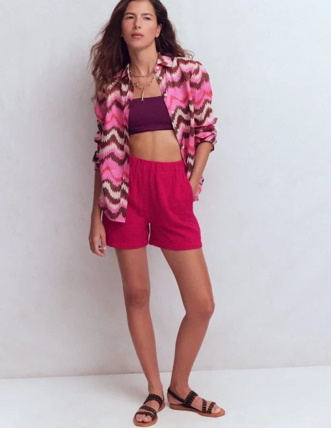Pull On Double Cloth Shorts Pomegranate