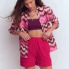 Pull On Double Cloth Shorts Pomegranate