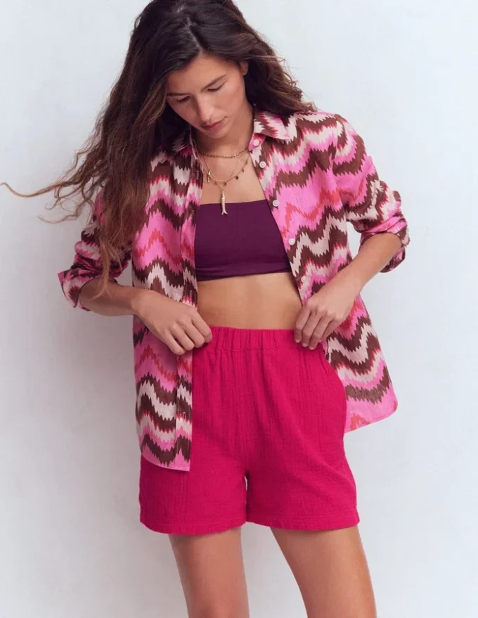 Pull On Double Cloth Shorts Pomegranate
