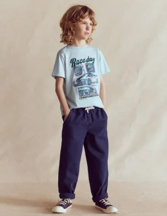 Pull-on Relaxed Pants Medieval Blue