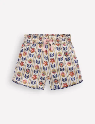 Pull-on Vacation Shorts Ivory Floral Stripe