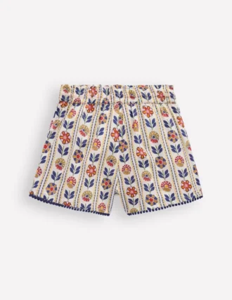 Pull-on Vacation Shorts Ivory Floral Stripe