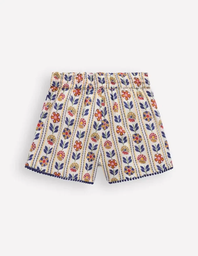 Pull-on Vacation Shorts Ivory Floral Stripe Pull-on Vacation Shorts Ivory Floral Stripe