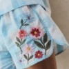 Pull-on Woven Shorts Blue Gingham Embroidery Pull-on Woven Shorts Blue Gingham Embroidery