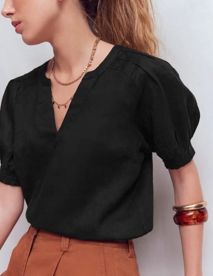 Rae Linen Top Black Rae Linen Top Black