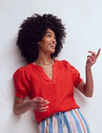 Rae Linen Top Blood Orange
