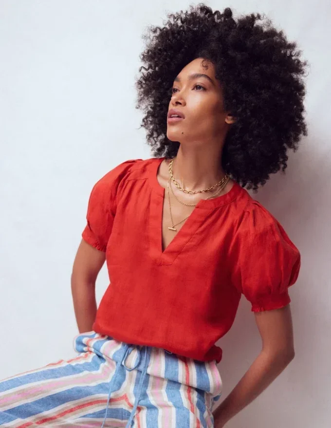 Rae Linen Top Blood Orange Rae Linen Top Blood Orange