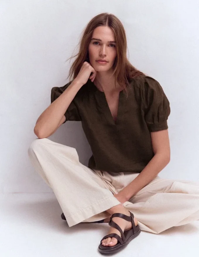 Rae Linen Top Brown Rae Linen Top Brown
