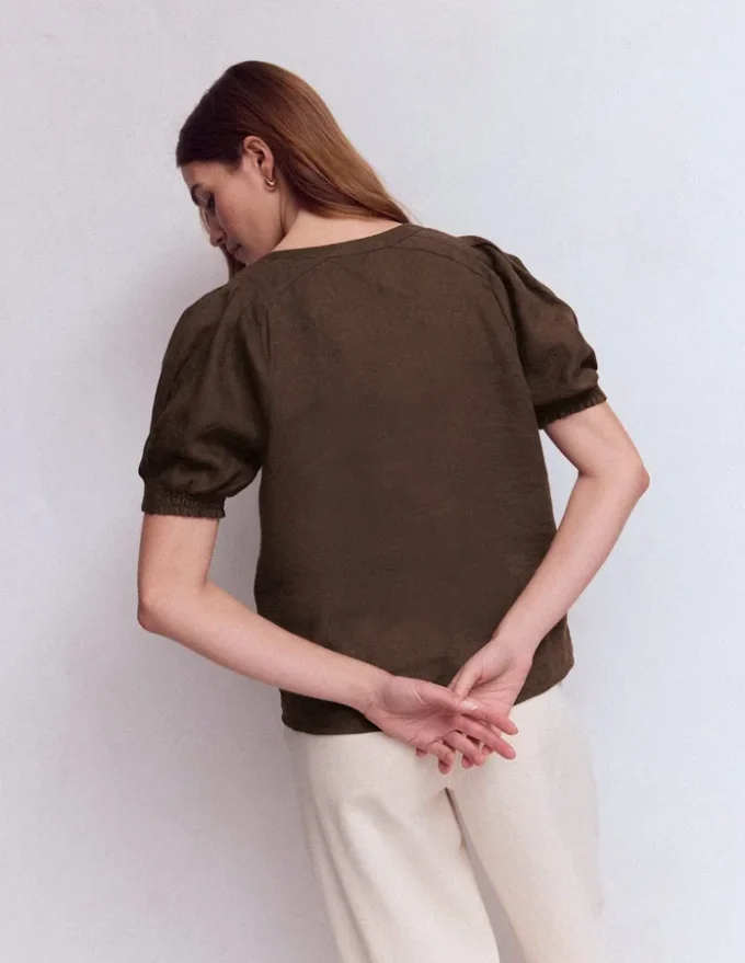 Rae Linen Top Brown Rae Linen Top Brown