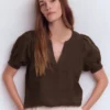 Rae Linen Top Brown Rae Linen Top Brown