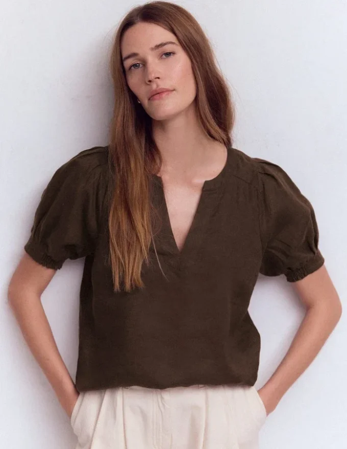 Rae Linen Top Brown Rae Linen Top Brown
