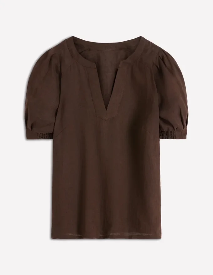 Rae Linen Top Brown Rae Linen Top Brown