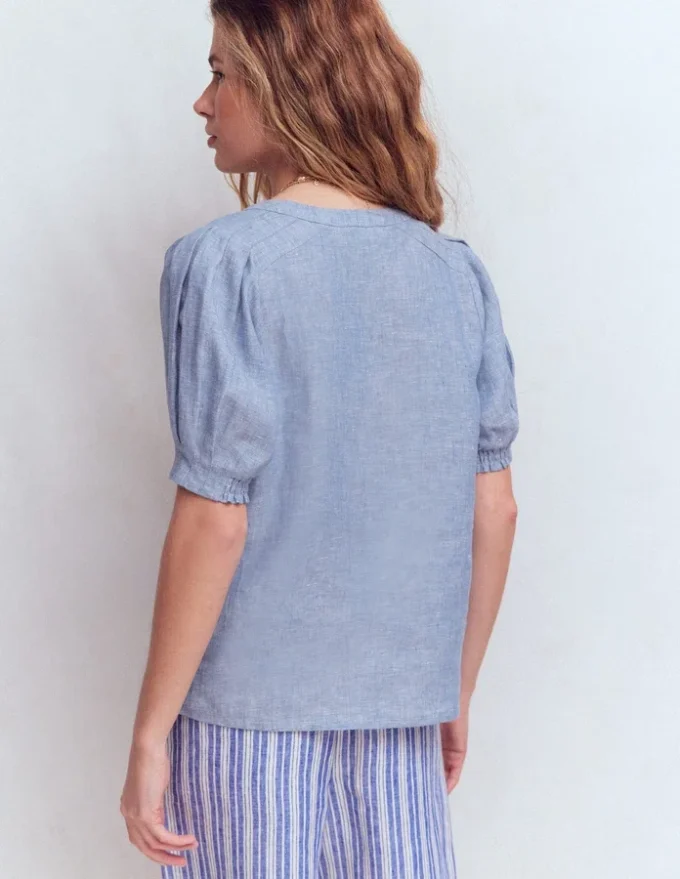 Rae Linen Top Chambray