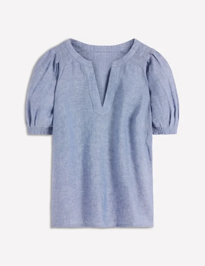 Rae Linen Top Chambray