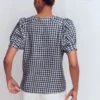 Rae Linen Top Small Navy Gingham