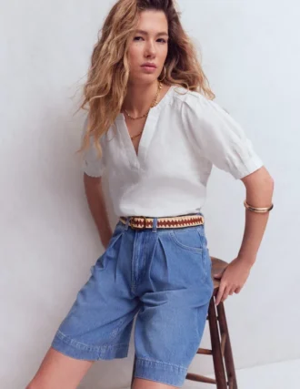 Rae Linen Top White