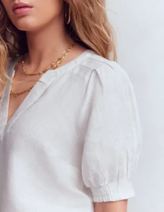 Rae Linen Top White