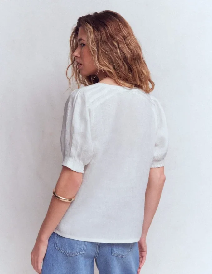 Rae Linen Top White