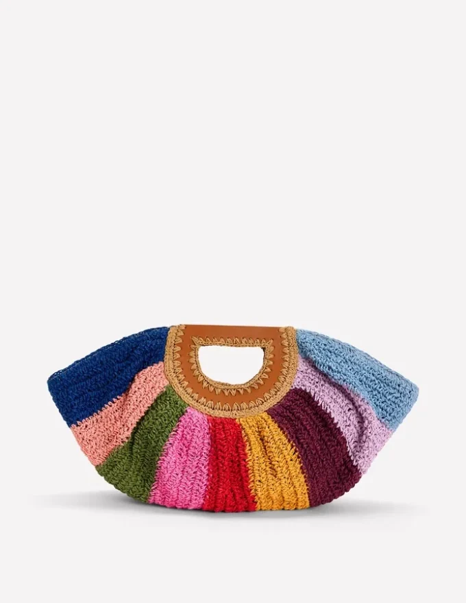 Raffia Moon Clutch Multi Stripe Raffia Moon Clutch Multi Stripe