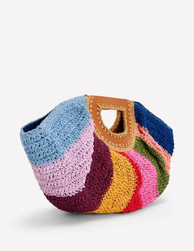 Raffia Moon Clutch Multi Stripe Raffia Moon Clutch Multi Stripe