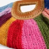 Raffia Moon Clutch Multi Stripe Raffia Moon Clutch Multi Stripe