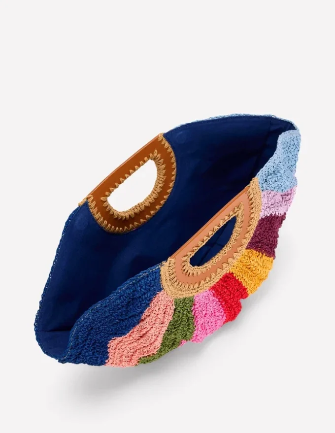 Raffia Moon Clutch Multi Stripe Raffia Moon Clutch Multi Stripe
