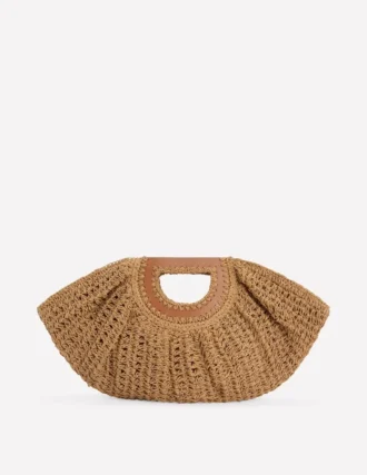 Raffia Moon Clutch Natural Raffia