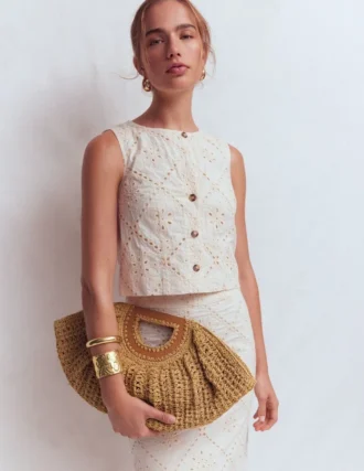 Raffia Moon Clutch Natural Raffia