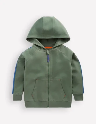 Raglan Zip-through Hoodie Bottle Green
