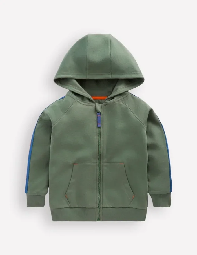 Raglan Zip-through Hoodie Bottle Green Raglan Zip-through Hoodie Bottle Green