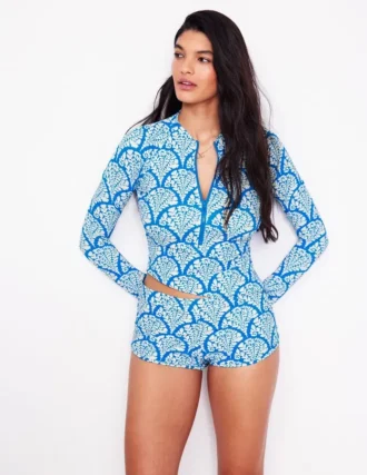 Rash Guard Swim Shorts Bright Blue, Blossomy