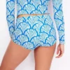 Rash Guard Swim Shorts Bright Blue, Blossomy