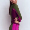 Rash Guard Swim Shorts Khaki, Colourblock Rash Guard Swim Shorts Khaki, Colourblock
