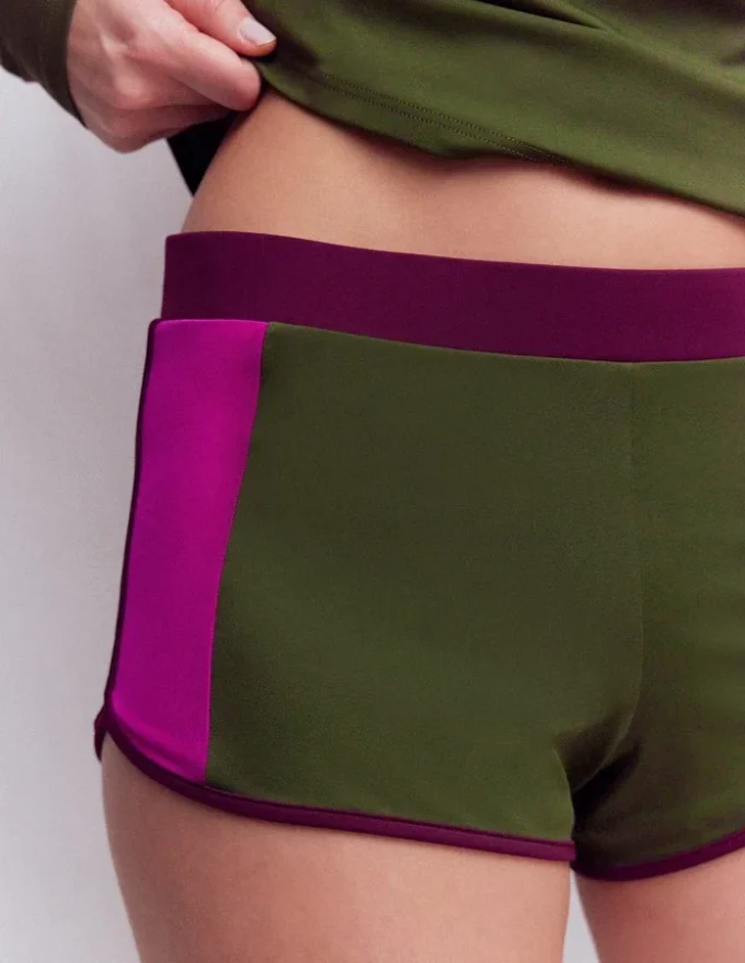 Rash Guard Swim Shorts Khaki, Colourblock Rash Guard Swim Shorts Khaki, Colourblock