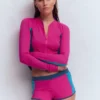 Rash Guard Swim Shorts Pink, Colourblock Rash Guard Swim Shorts Pink, Colourblock