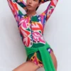 Rash Guard Swimsuit Multi, Leafy Cascade Rash Guard Swimsuit Multi, Leafy Cascade