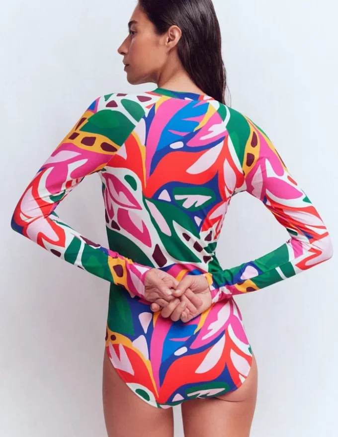 Rash Guard Swimsuit Multi, Leafy Cascade Rash Guard Swimsuit Multi, Leafy Cascade