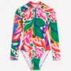 Rash Guard Swimsuit Multi, Leafy Cascade Rash Guard Swimsuit Multi, Leafy Cascade