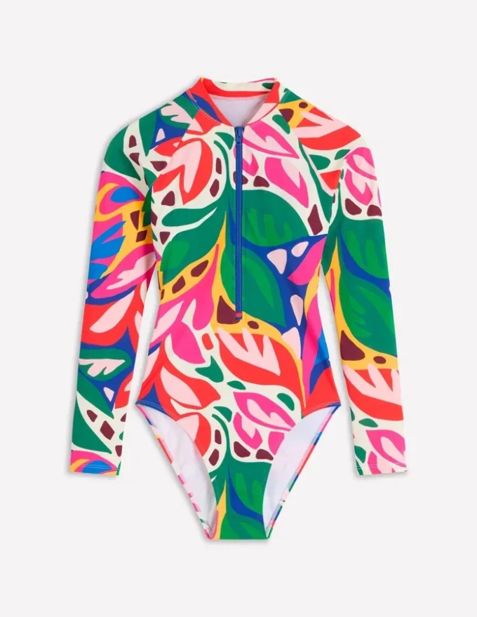 Rash Guard Swimsuit Multi, Leafy Cascade Rash Guard Swimsuit Multi, Leafy Cascade
