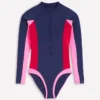 Rash Guard Swimsuit Navy, Colourblock Rash Guard Swimsuit Navy, Colourblock