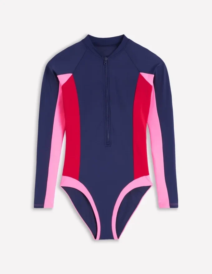 Rash Guard Swimsuit Navy, Colourblock Rash Guard Swimsuit Navy, Colourblock