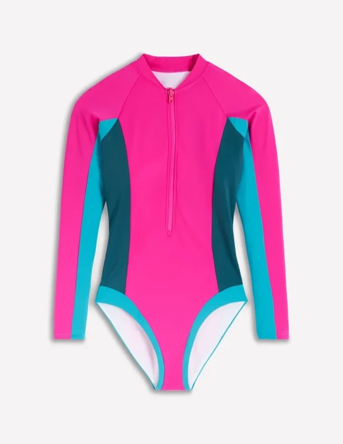 Rash Guard Swimsuit Pink, Colourblock