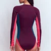Rash Guard Swimsuit Purple. Colourblock