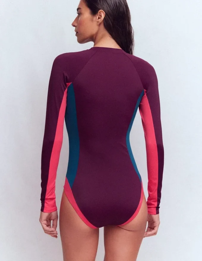 Rash Guard Swimsuit Purple. Colourblock