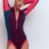 Rash Guard Swimsuit Purple. Colourblock