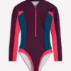 Rash Guard Swimsuit Purple. Colourblock